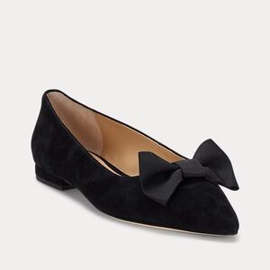 Ralph Lauren Londyn Bow-Trim Suede Ballet Flat Sz 10 Women
